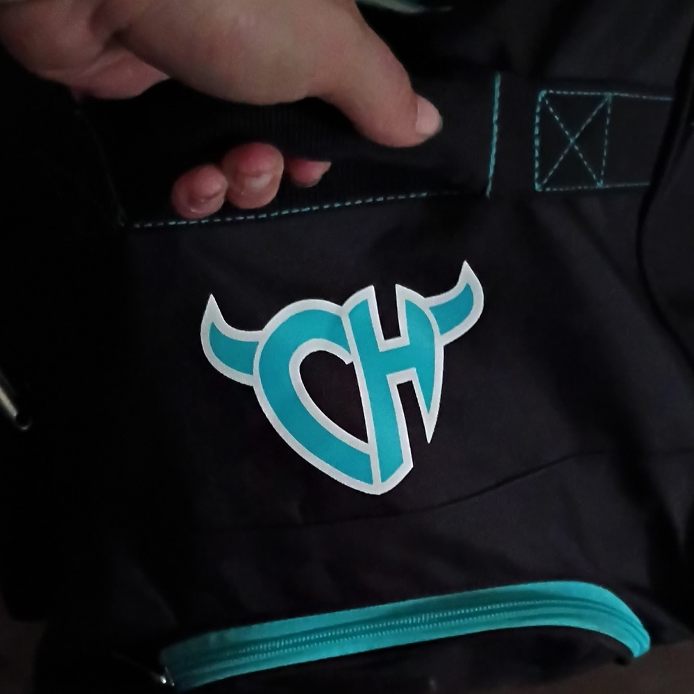 Black and Teal Women's Large Rolling  Dufflebag - Picture 7 of 8